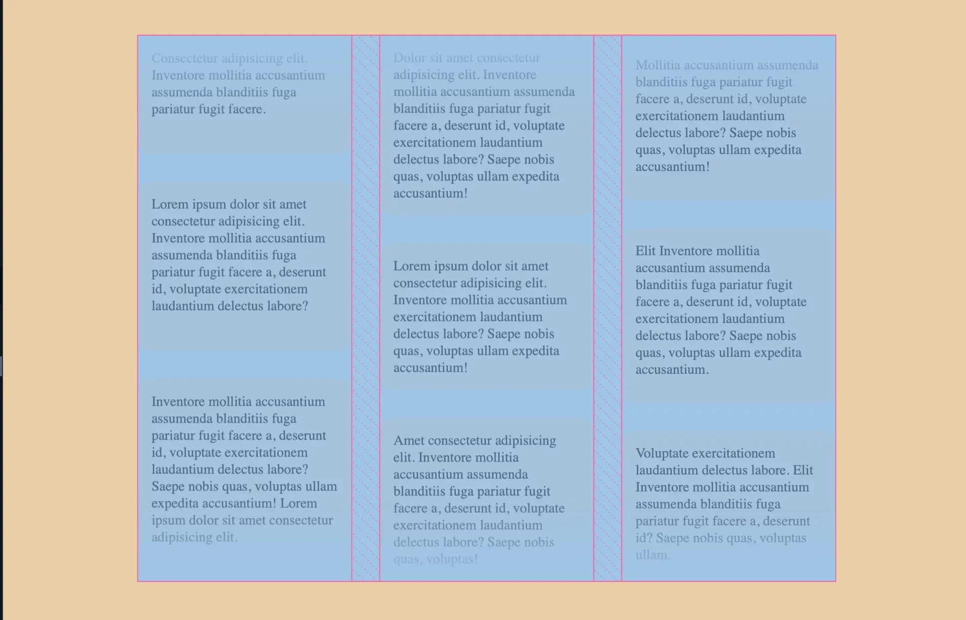 Highlighting the vertical space between the parent container and its child elements.