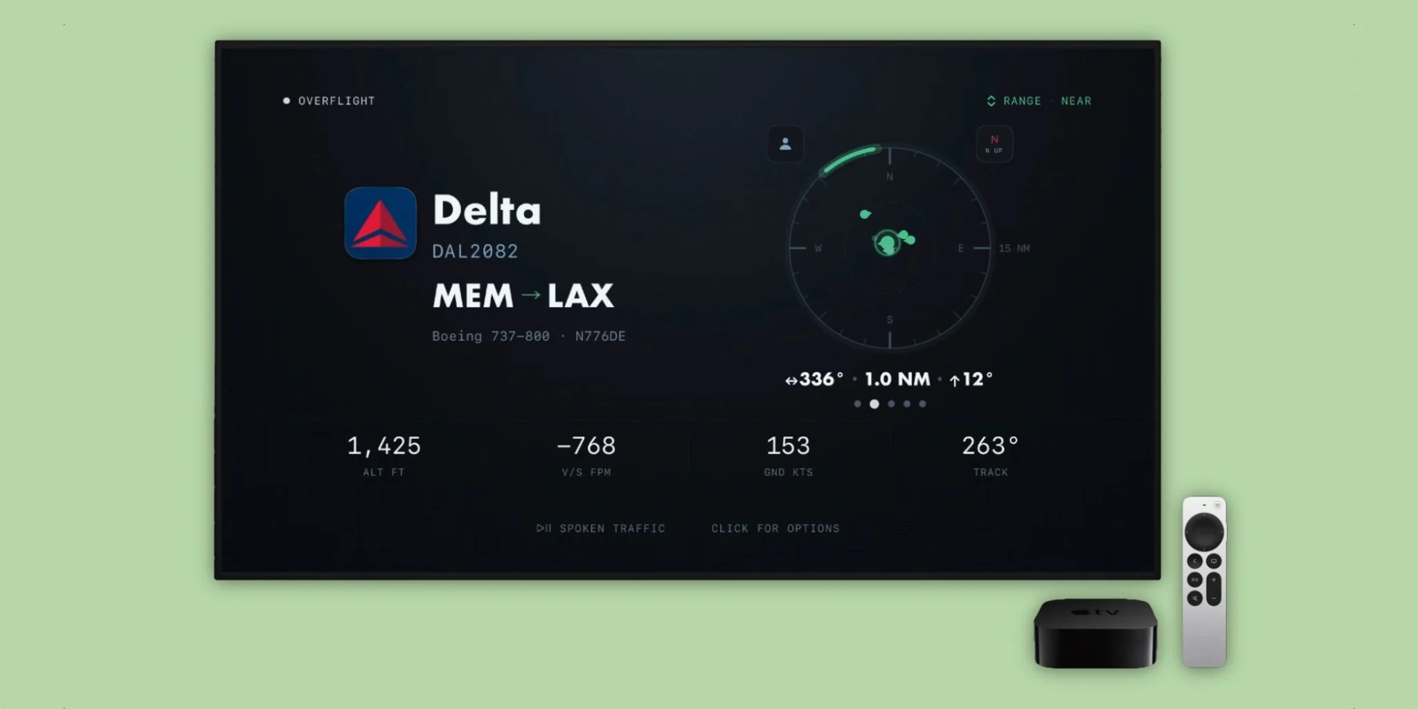 Overflight app interface